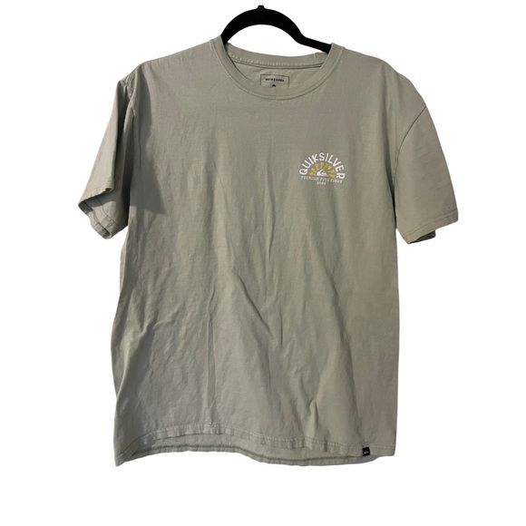 QUICKSILVER Seeking Fine Green Graphic Tee Shirt Size Large Regular Fit - Picture 1 of 5